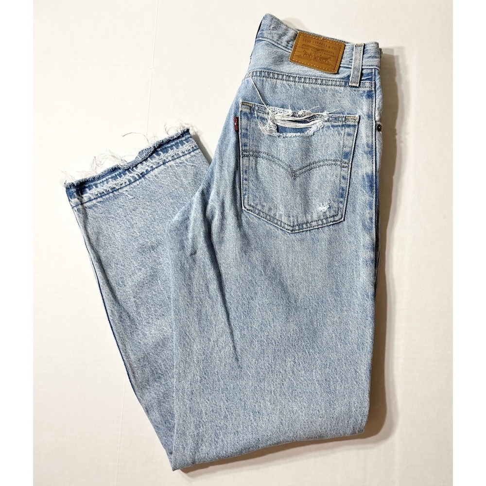 Levis‎ Premium Jeans Womens 24x30 Blue Baggy Dad Fit Wide Leg Skater Distressed